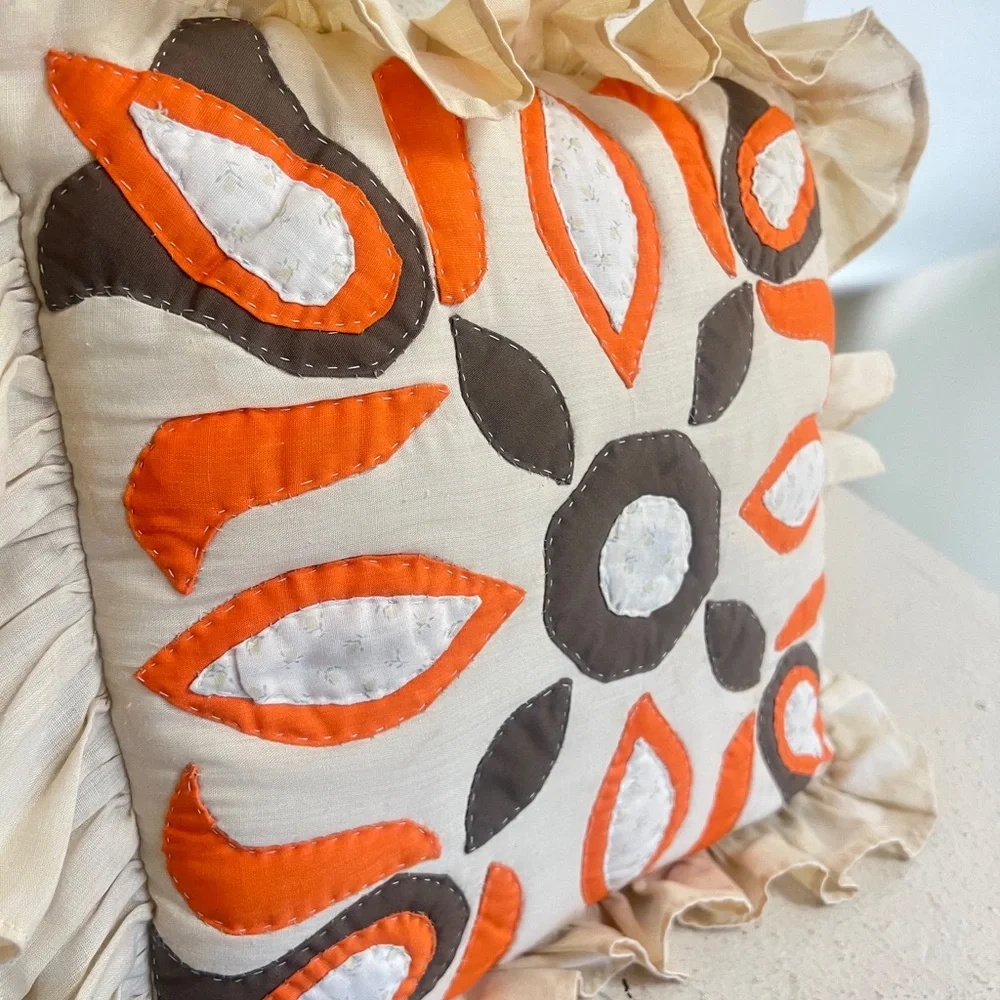 Vintage Handmade Quilted‎ Patchwork Granny Cozy cottagecore throw pillow